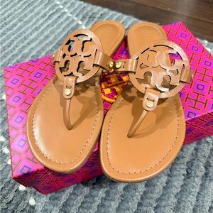 Tory Burch Tan Leather Thong Sandals